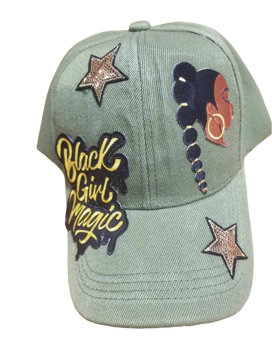 Navy green black girl magic hat