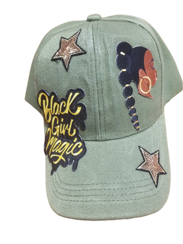 Navy green black girl magic hat