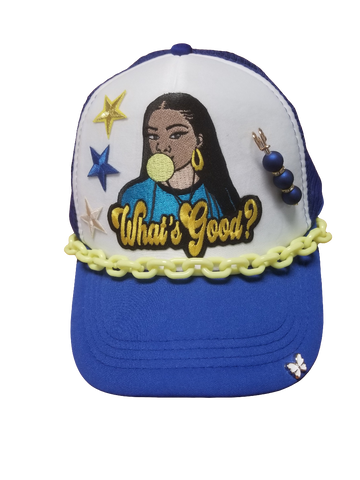 What's good blue and white hat