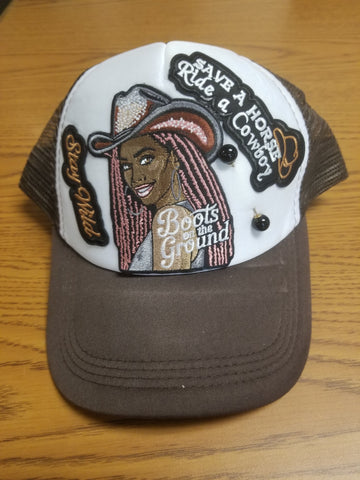 Boots on the ground brown trucker hat